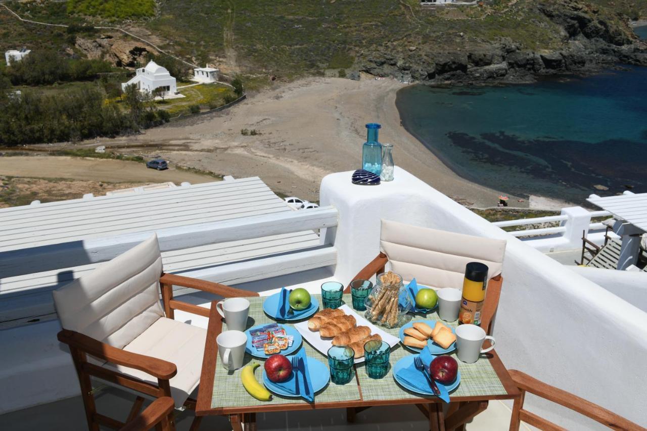 Superior Beachfront Apartment 1 With View To The Aegean Sea Panormos  Exterior photo